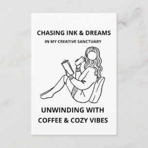 MINIMALISTISCHES LINE-ART-PLAKAT MIT LESENDER FRAU BEGLEITKARTE