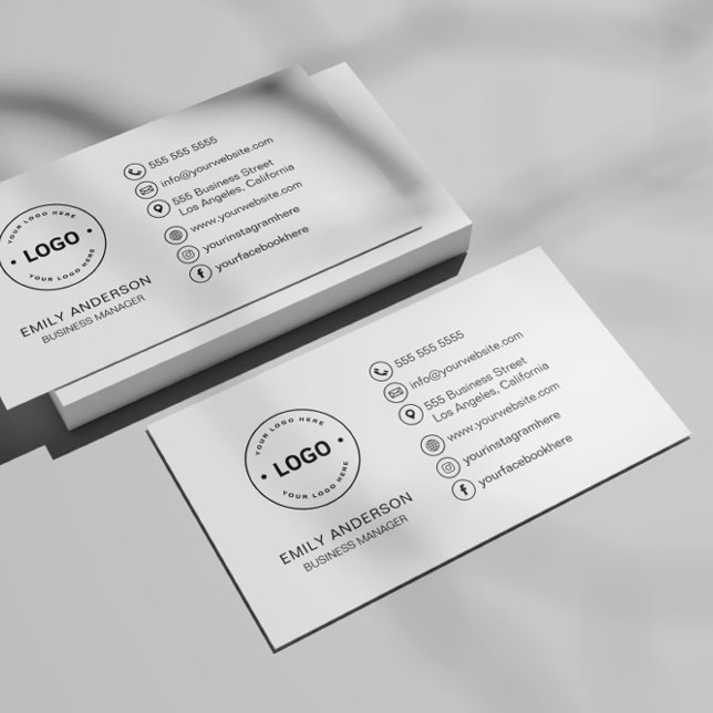 Minimalistisches Logo Beruflich Visitenkarte (Custom Logo Icons Minimalist Professional Business Card by MINTIC DESIGN STUDIO)