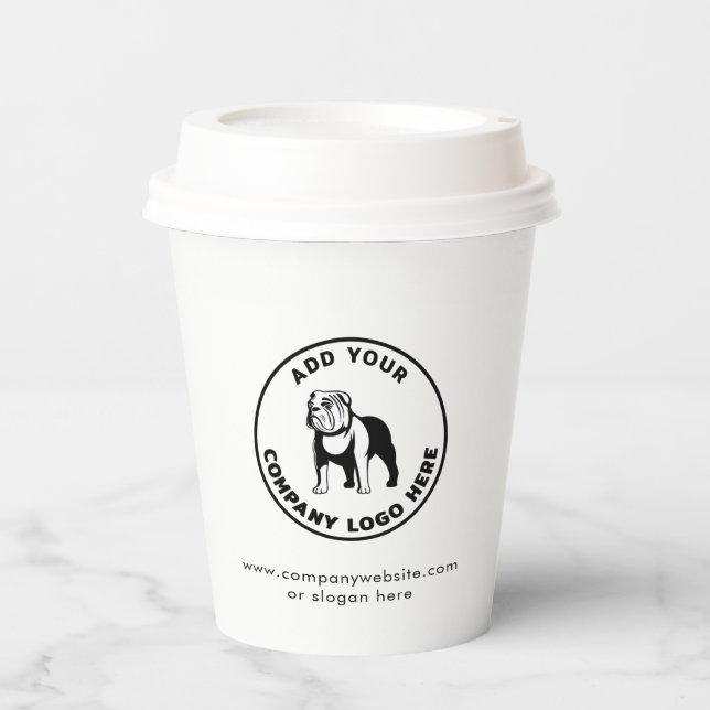 Minimalistisches Logo des White Business Vet Tech Pappbecher (Vorderseite)