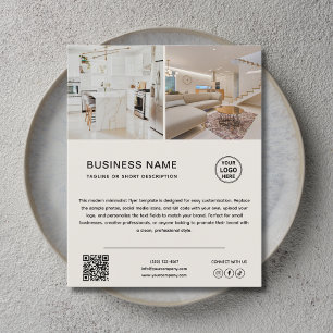 Minimalistisches Logo-Foto-Neutral-Beige-Geschäfts Flyer