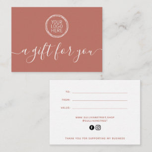 Minimalistisches Logo-Geschenkgutachten hinzufügen Mitteilungskarte