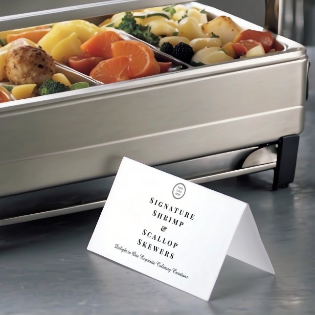 Minimalistisches Logo-Label für Buffet-Disc (Dish Name Card ob Buffet Table)