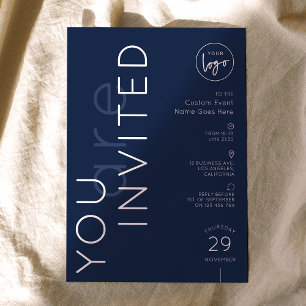 Minimalistisches Logo Navy-Gala-Abendessen Geschäf Einladung