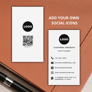 Minimalistisches Logo QR-Code Vertikal Modern Visitenkarte
