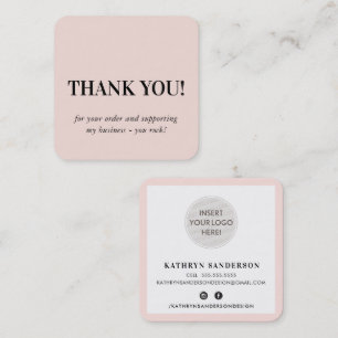 MINIMALISTISCHES LOGO schlichtes Rosa Danke Quadratische Visitenkarte