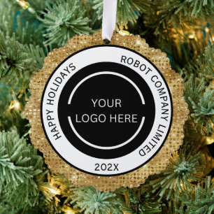 Minimalistisches Logo und Name der Goldfirma Ornament Karte