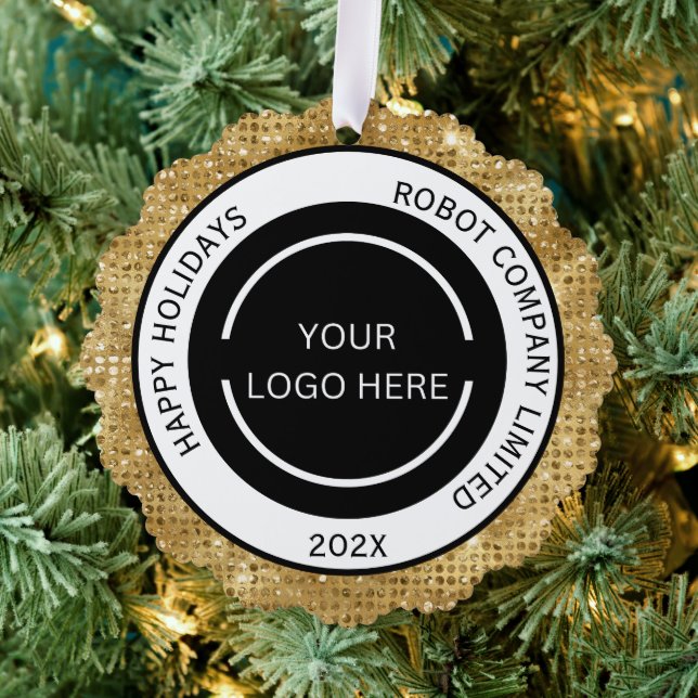 Minimalistisches Logo und Name der Goldfirma Ornament Karte (Insitu (Baum))