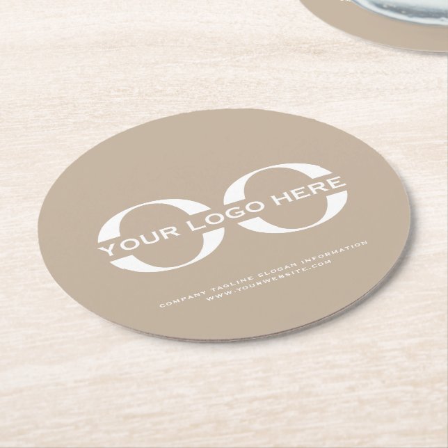 Minimalistisches Logo-Unternehmen Runder Pappuntersetzer (Angewinkelt)