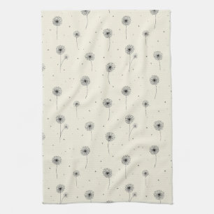 Minimalistisches Löwenzahnsamen-Muster Beige (2) Geschirrtuch