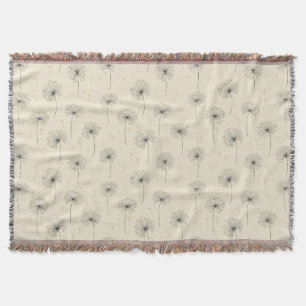 Minimalistisches Löwenzahnsamen-Muster Beige Decke