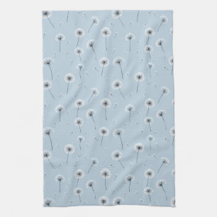 Minimalistisches Löwenzahnsamen-Muster Blau (2) Geschirrtuch