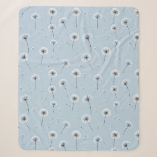 Minimalistisches Löwenzahnsamen-Muster Blau (2) Sherpadecke