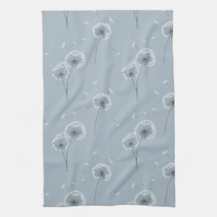 Minimalistisches Löwenzahnsamen-Muster Blau (3) Geschirrtuch