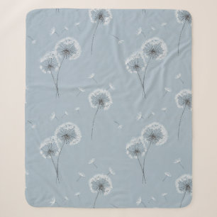 Minimalistisches Löwenzahnsamen-Muster Blau (3) Sherpadecke