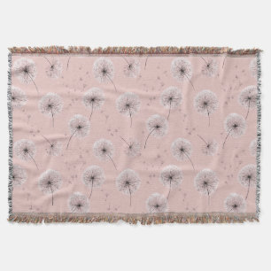 Minimalistisches Löwenzahnsamen-Muster Rosa (1) Decke