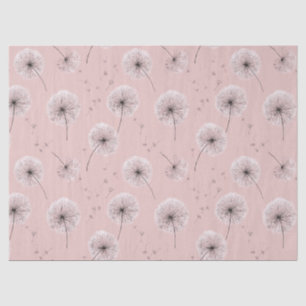 Minimalistisches Löwenzahnsamen-Muster Rosa (1) Seidenpapier