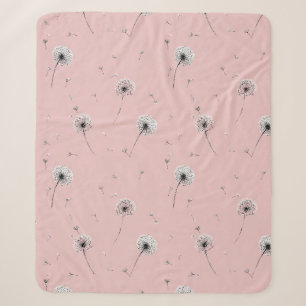 Minimalistisches Löwenzahnsamen-Muster Rosa (2) Sherpadecke
