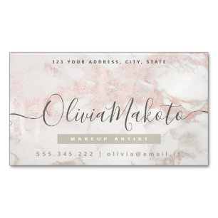 Minimalistisches Luxus-Script-Marble Rosa-Design Magnetische Visitenkarte