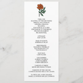 Minimalistisches Marigold-Hochzeitsprogramm Programm