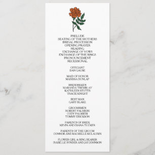 Minimalistisches Marigold-Hochzeitsprogramm Programm