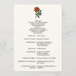 Minimalistisches Marigold-Hochzeitsprogramm Programm