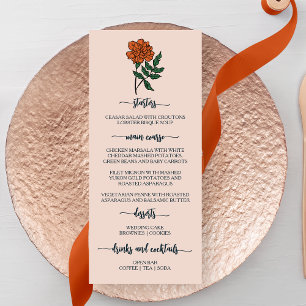 Minimalistisches Marigold Wedding Menu Menükarte