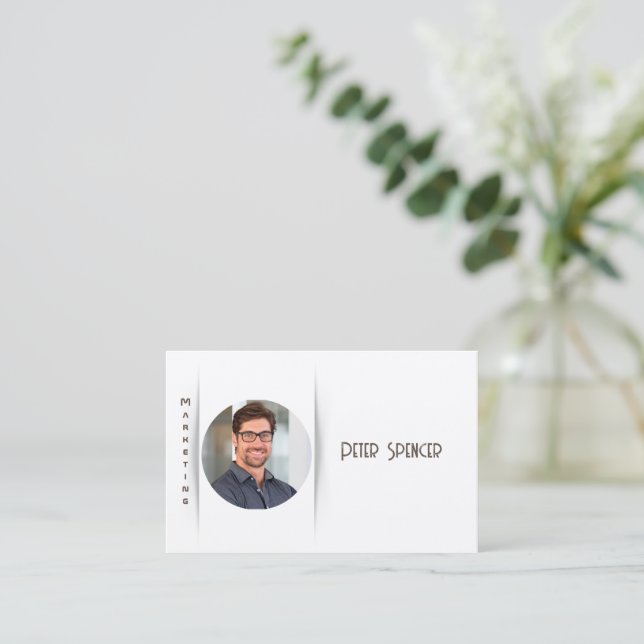 Minimalistisches Marketing Foto Einfache Geschäfts Visitenkarte (Stehend Vorderseite)