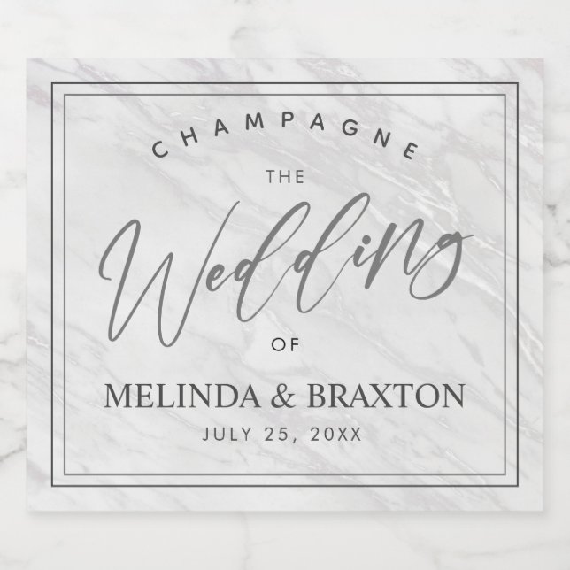 Minimalistisches Marmorskript Wedding Sparkling La (Einzelnes Label)