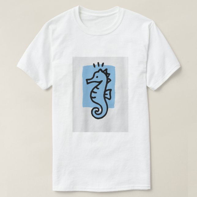 Minimalistisches Meer ​ ​ Pferd T - Shirt (Design vorne)