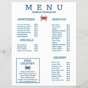 Minimalistisches Meeresfrüchte-Grillrestaurant-Men Flyer