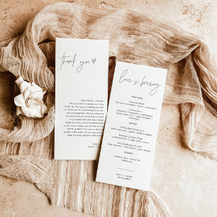 Minimalistisches Menü + Dankeschön   Hochzeit Napk