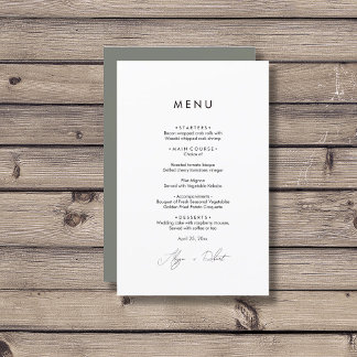 Minimalistisches Menü für Hochzeiten im Grünen