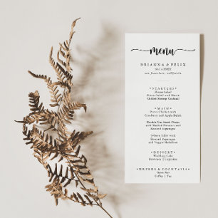 Minimalistisches Menü zum Abendessen Menükarte