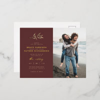 Minimalistisches Merlot Red & Sepia Branch Wedding