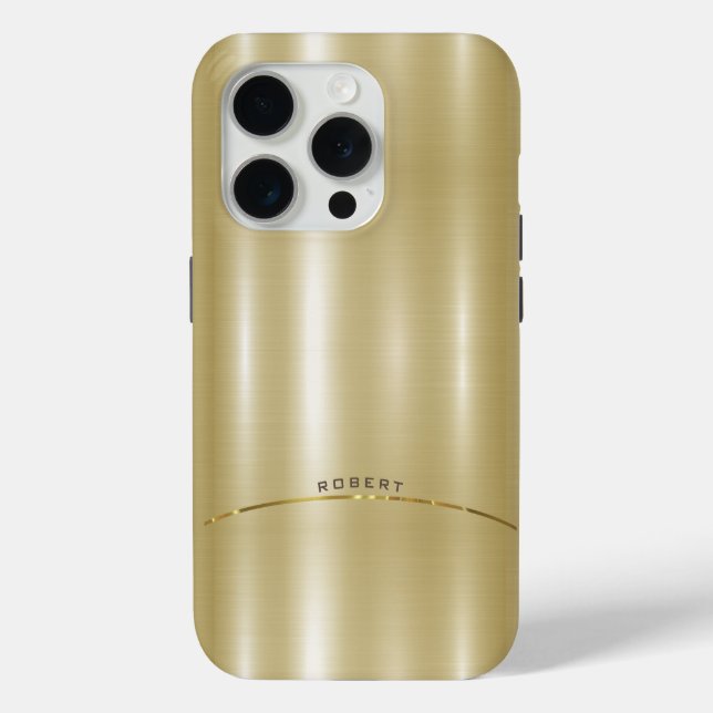 Minimalistisches Metallisches Goldmonogramm Case-Mate iPhone Hülle (Rückseite)