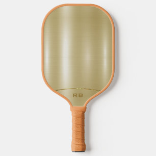 Minimalistisches Metallisches Goldmonogramm Pickleball Schläger