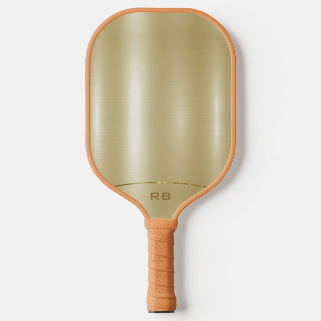 Minimalistisches Metallisches Goldmonogramm Pickleball Schläger (Vorderseite)