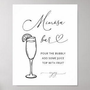 Minimalistisches Mimosa-Bar-Party-Schild Poster