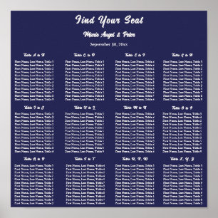 Minimalistisches Mitternachtsblau 12x12 Sitzplan  Poster