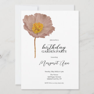 Minimalistisches Mocha Floral Birthday Garden Part Einladung