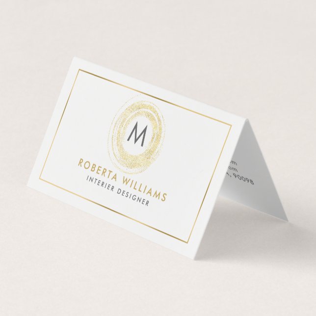 Minimalistisches Modern Gold Glitzer Circle Logo Visitenkarten (Vorderseite)
