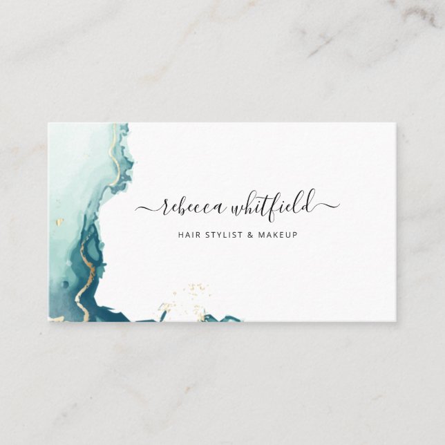 Minimalistisches Modern Script Marble Agate Patter Visitenkarte (Vorderseite)