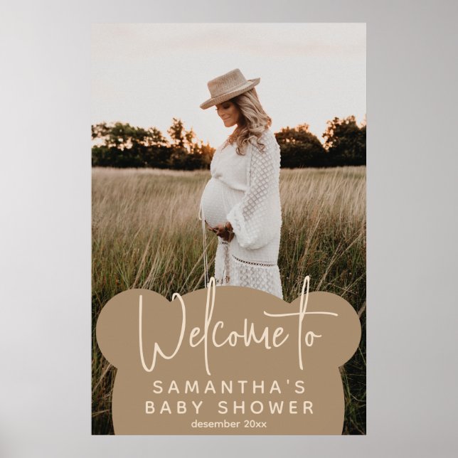 Minimalistisches, modernes Baby Dusche Foto Empfan Poster (Vorne)