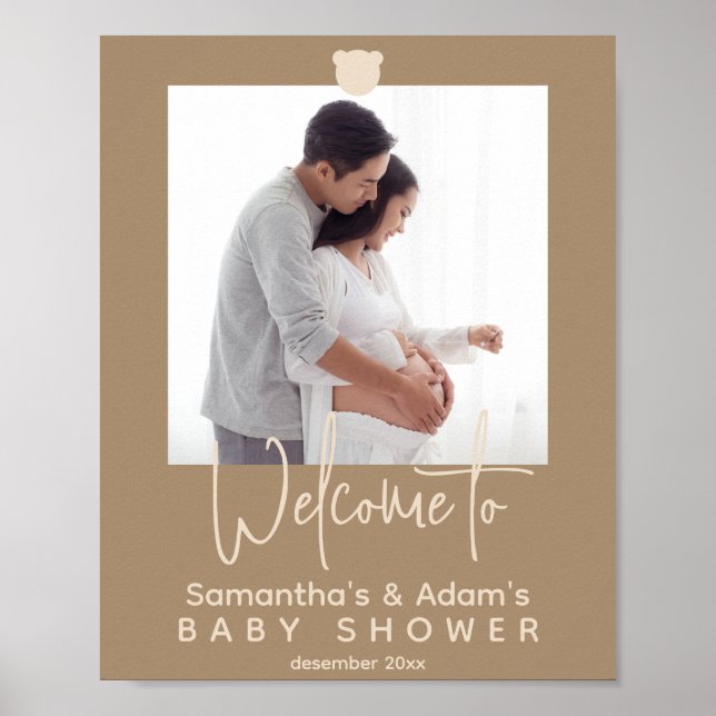 Minimalistisches, modernes Baby Dusche Foto Empfan Poster (Vorne)