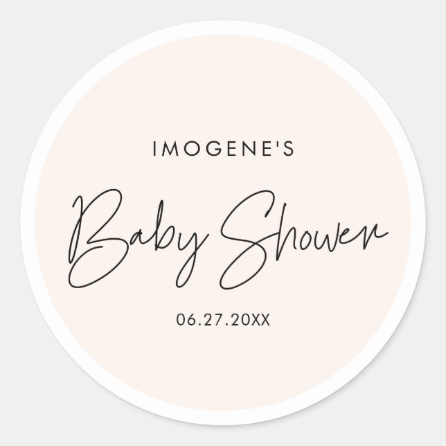 Minimalistisches modernes Baby Dusche Umschlag Auf Runder Aufkleber (Vorderseite)