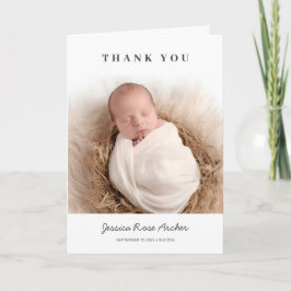 Minimalistisches modernes Black Typografy Baby Fot Dankeskarte