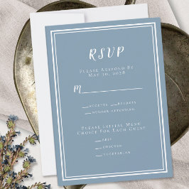 Minimalistisches, modernes Blue Wedding RSVP Menü