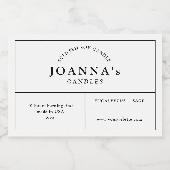 Minimalistisches, modernes Candle-Label Lebensmitteletikett (Einzelnes Label)