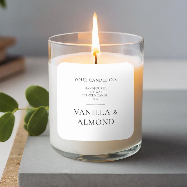 Minimalistisches, modernes Candle-Label Quadratischer Aufkleber (Von Creator hochgeladen)