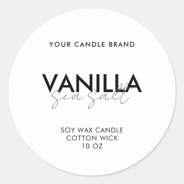 Minimalistisches, modernes Candle-Label Runder Aufkleber (Vorderseite)